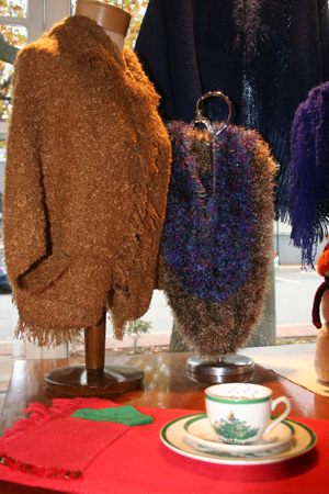 Display of scarf and brown sweater